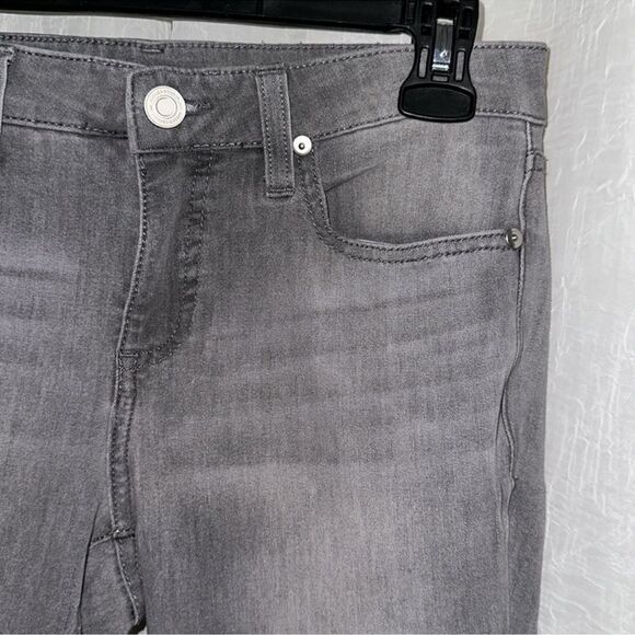 LC 10 Vintage Wash Gray Super Skinny Stretch Raw Hem Crop Denim Jeans - Picture 8 of 14